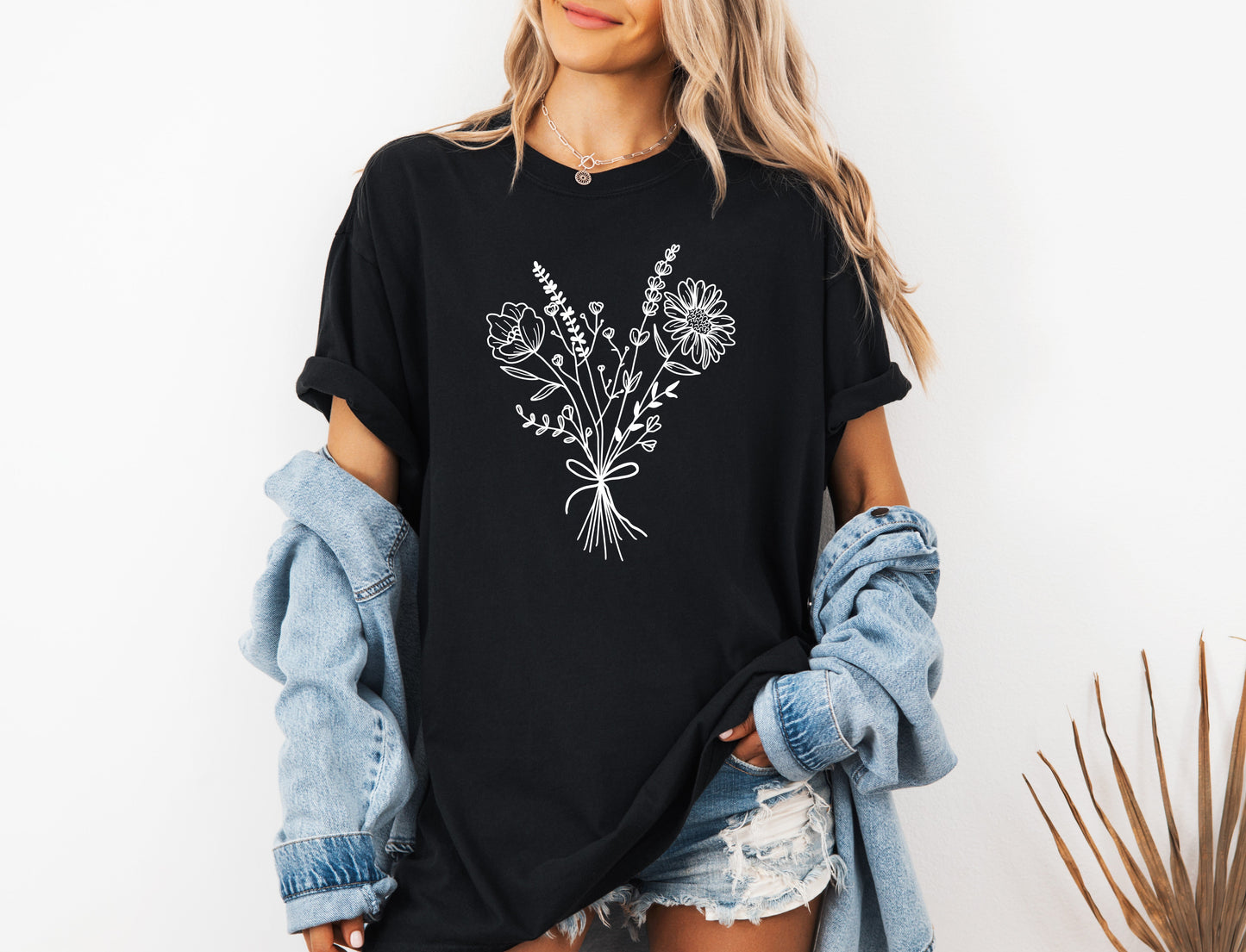 Botanical Bouquet Wildflowers Plant Nature Garment Dyed T Shirt