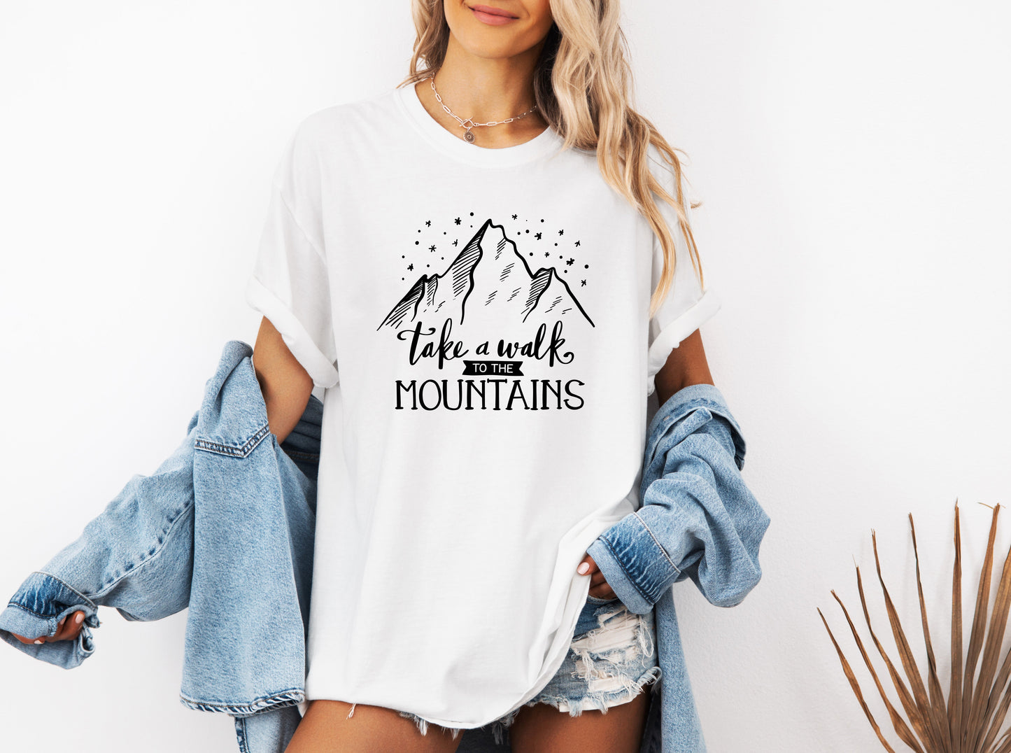 Take a walk to the mountains Camping Hiking Garment Dyed Shirt