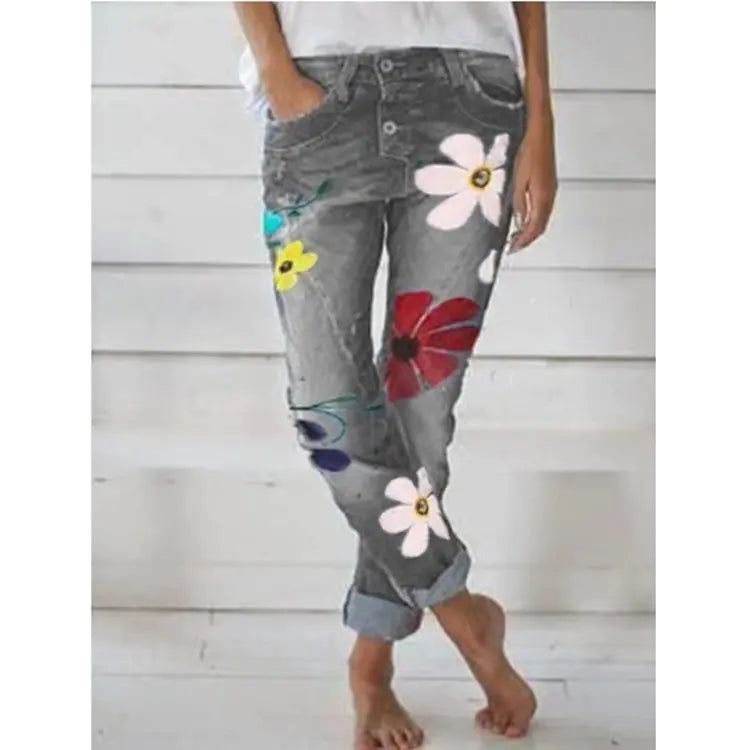Printed Denim Trousers - # GIAA23410003