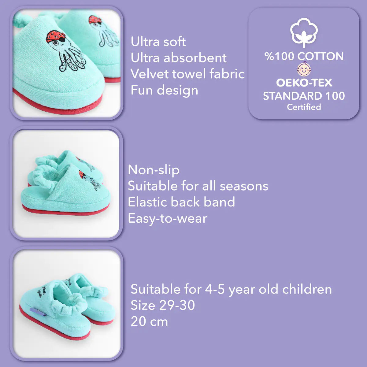 Milk&Moo Kids House Slippers Sailor Octopus - # BOAA71410002