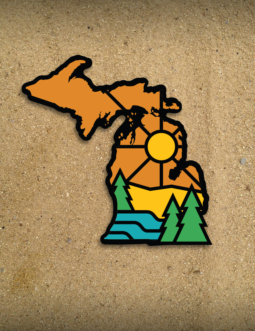 Graphic Sun - 4" Michigan Sticker