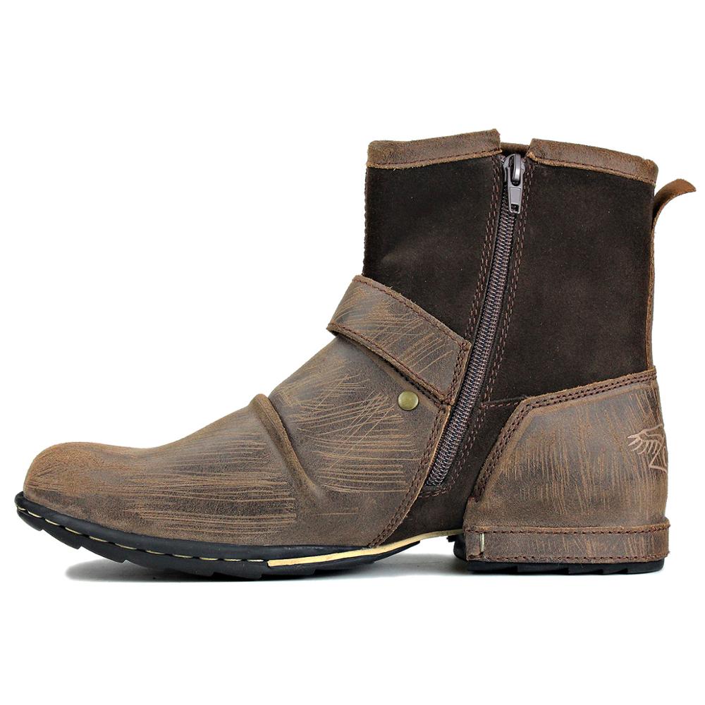 OSSTONE Men's Leather Ankle Boots Scratch Boots 5008-1-D1