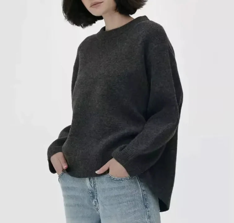 Women's Oversized Solid Long Sleeve Sweater - # WOAA21510013-PRG