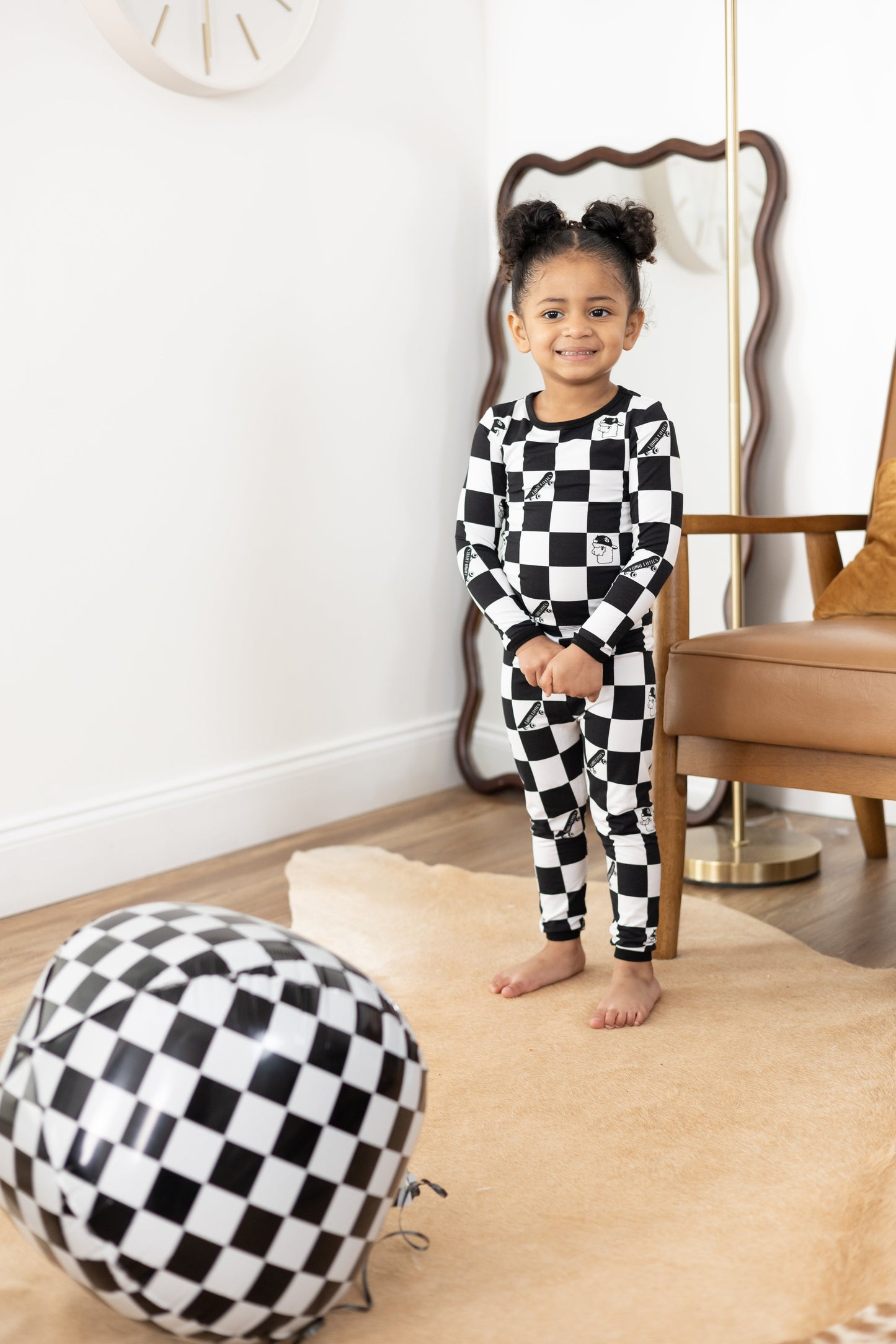 Checkered Llamas 2pc Long Sleeve Pajamas