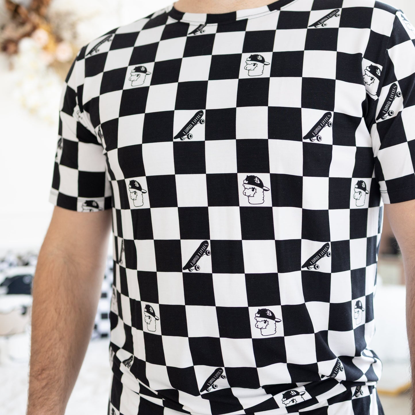 Checkered Llamas Men's 2pc Pajamas