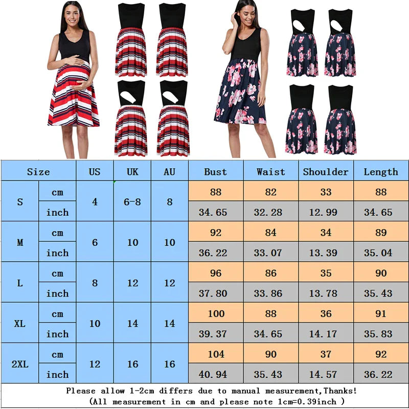 Popular Print Sleeveless Maternity Dress for Summer - BAGE211510109-PRG