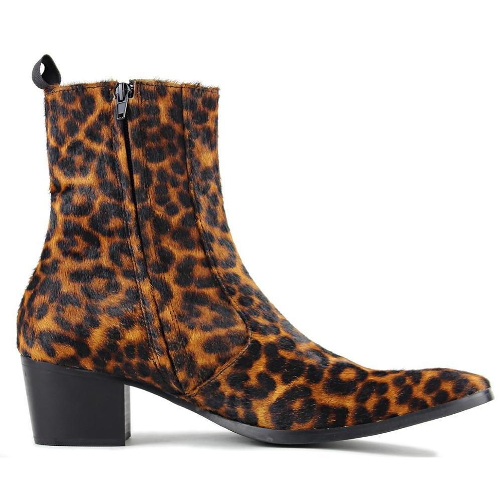 Heel Horse Hair Leopard Chelsea Boots