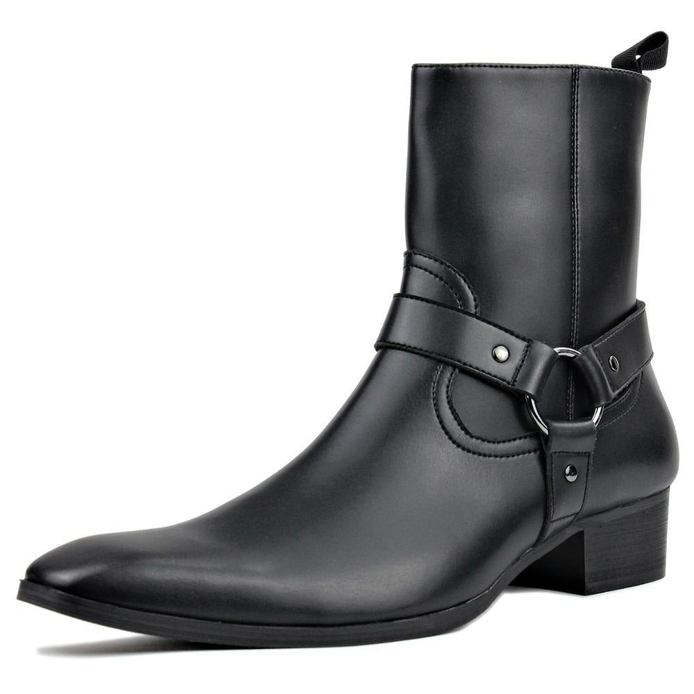 Leather High Heel Dress Chelsea Boots