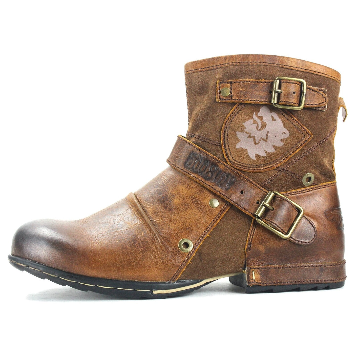 Men's Genuine Leather Ankle Boots-Brown