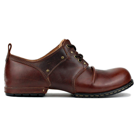 Men's Genuine Leather Red Brown Flat Shoes