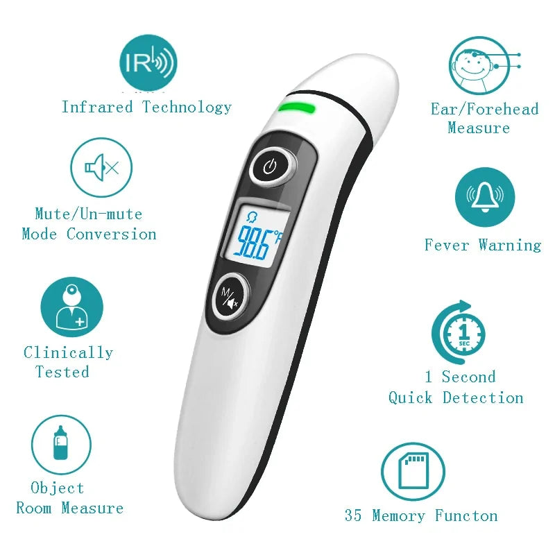 Health Care Baby Thermometer Digital Infrared IR LCD Baby Forehead and Ear Non-Contact Adult Body Fever Measurement Termometro - # BAGE61110002