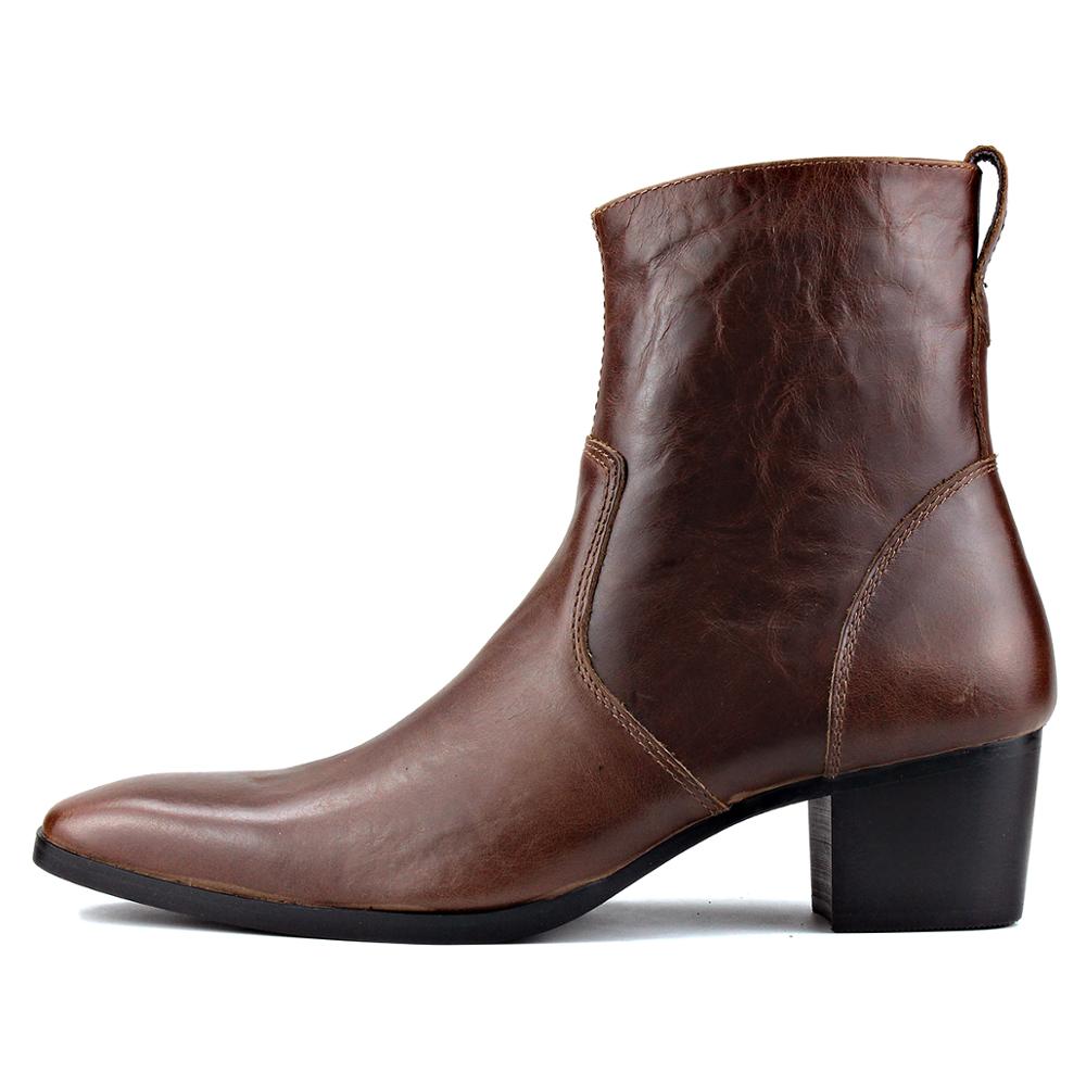Calfskin Zipper High Heel Chelsea Boots