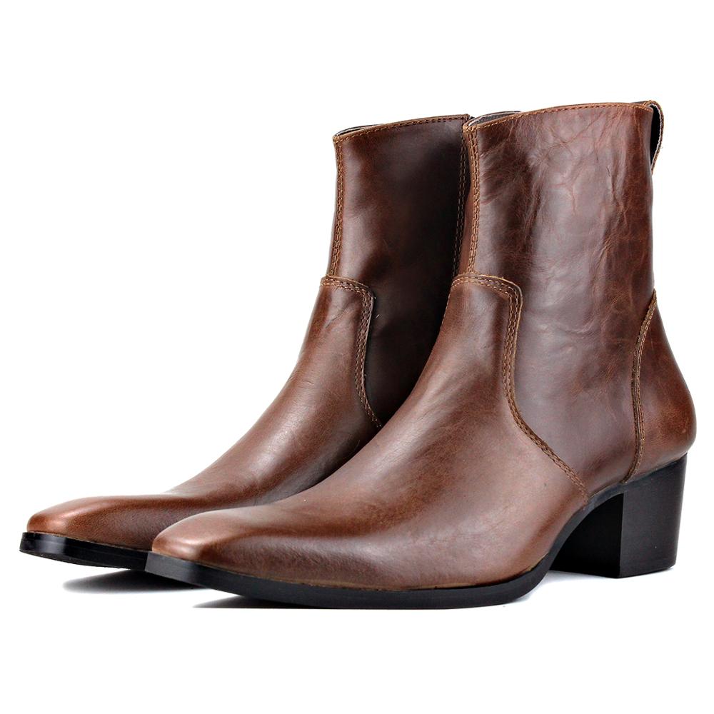 Calfskin Zipper High Heel Chelsea Boots