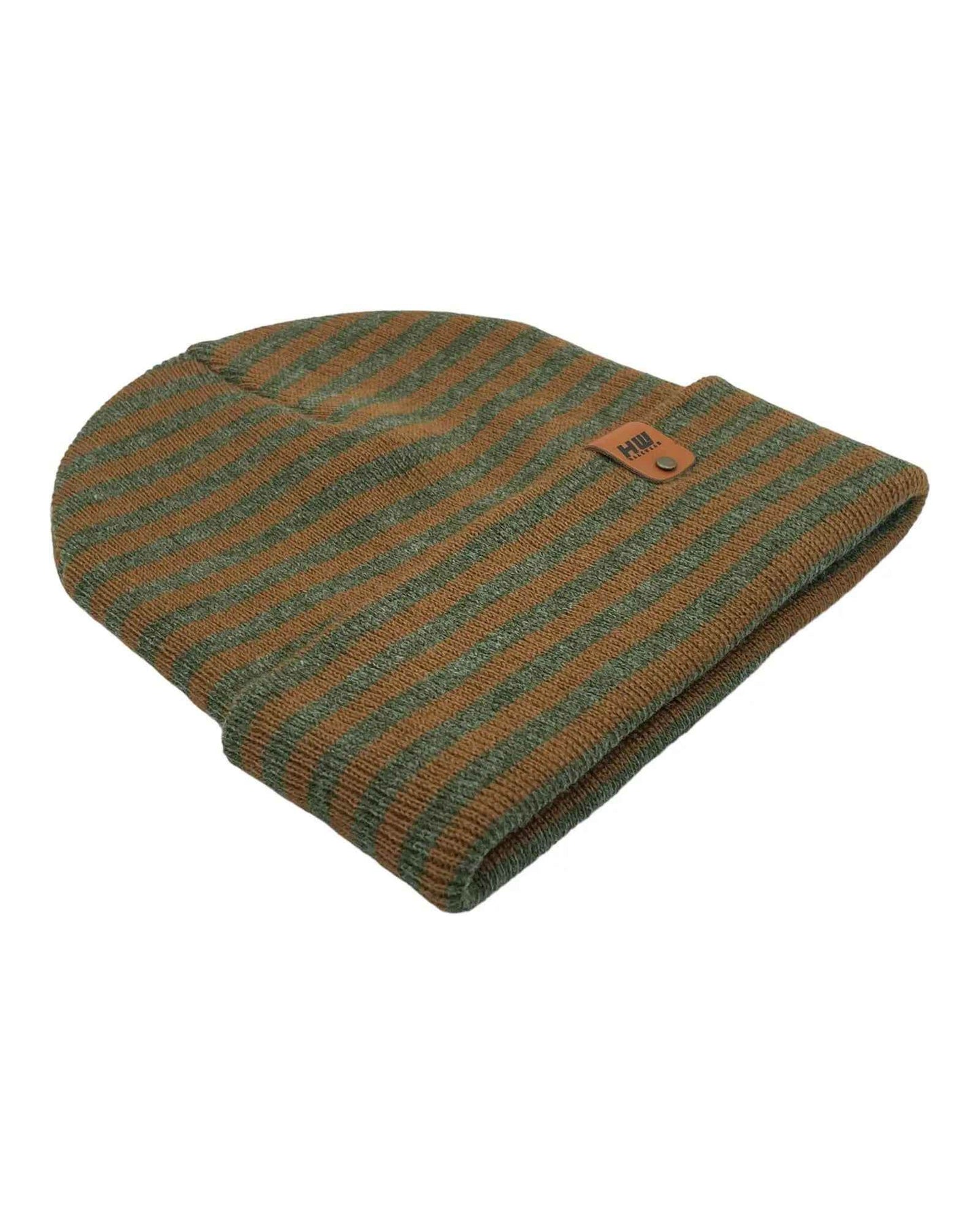 HAAKWEAR Classic RORO Cuffed Beanie / Hat - Brown / Green, Made in USA