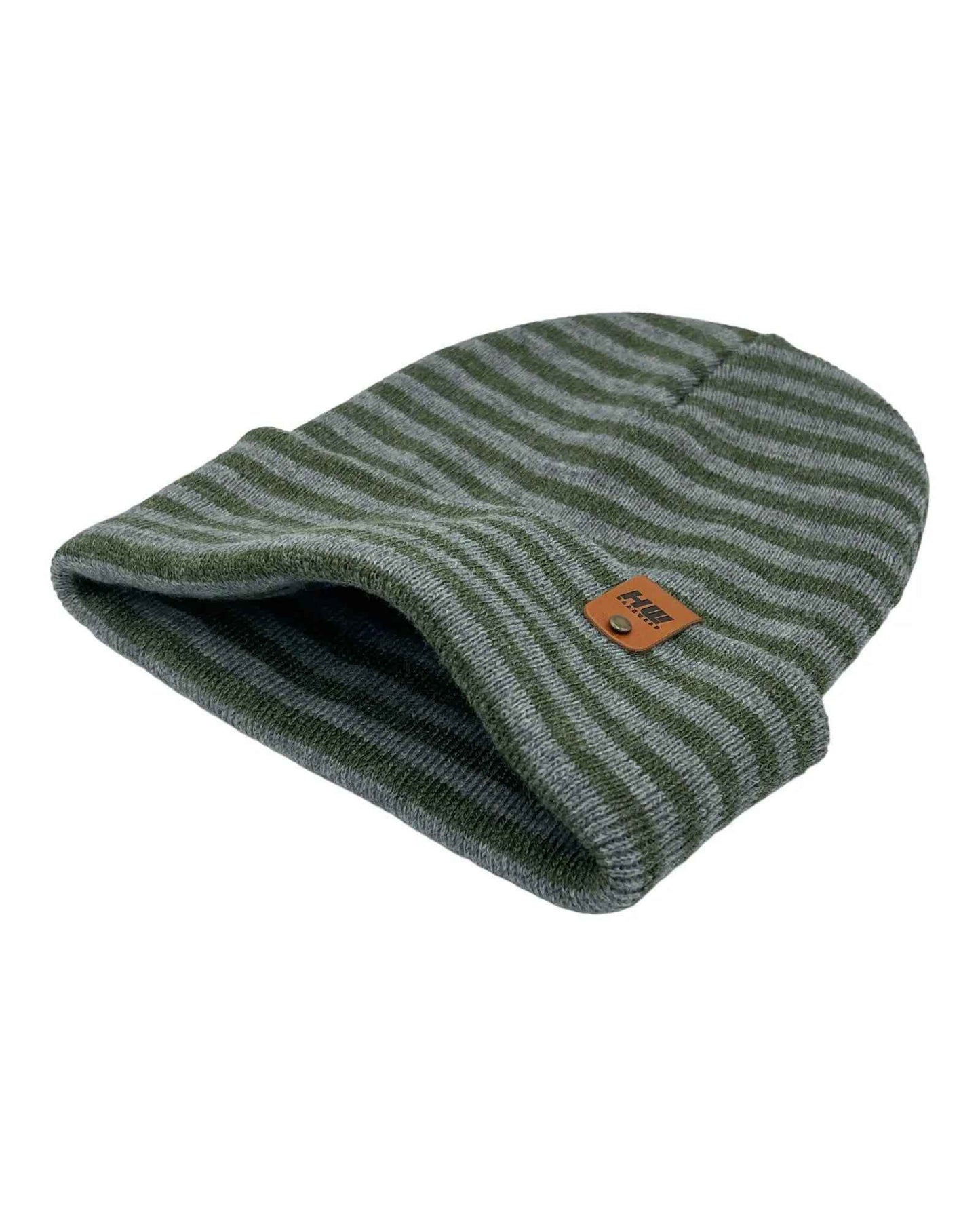 HAAKWEAR Classic RORO Cuffed Beanie / Hat - Gray / Green, Made in USA