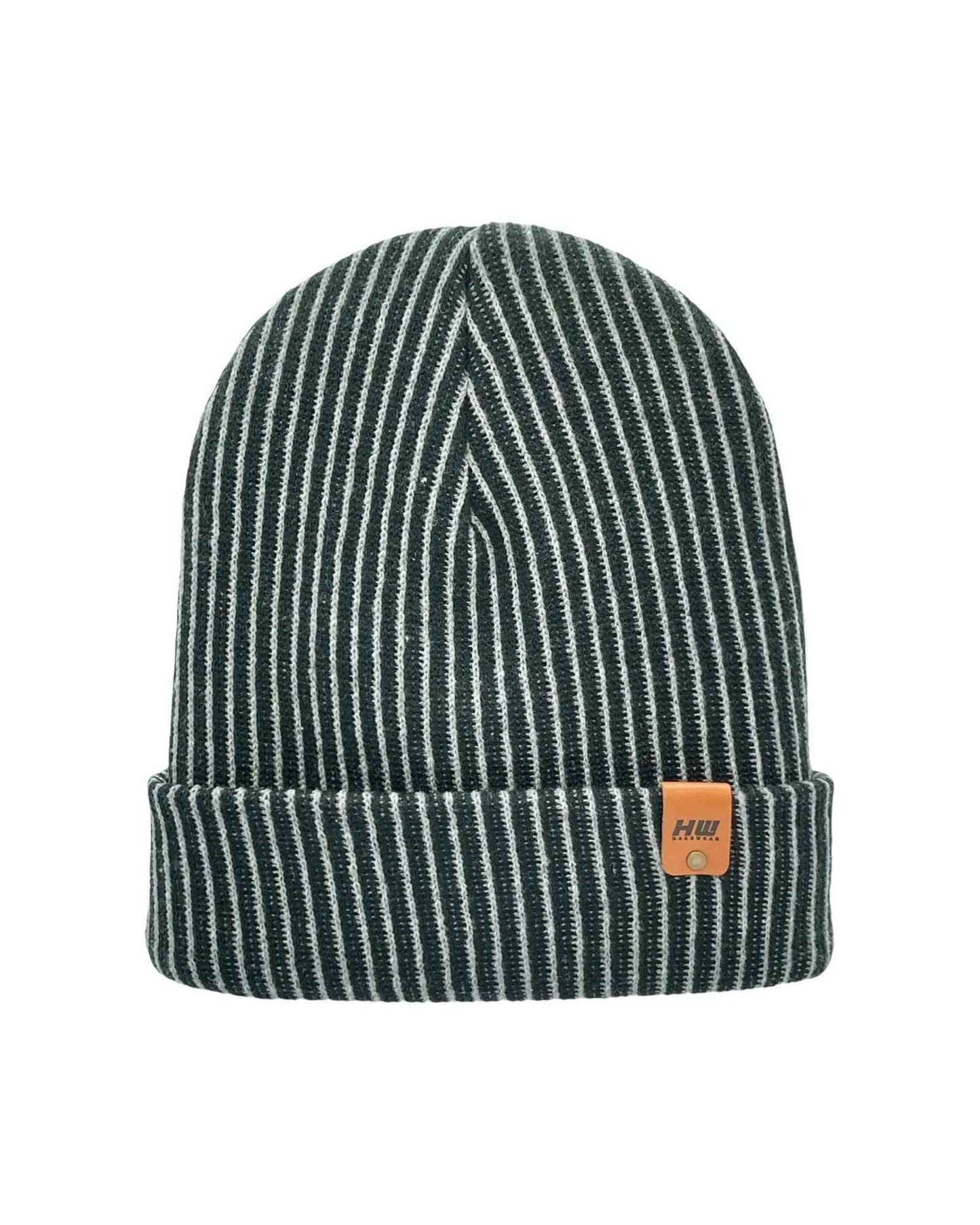 HAAKWEAR Cuffed Wide Ribbed Striped Beanie / Hat, Black / Gray, Limited Edition - Made in USA