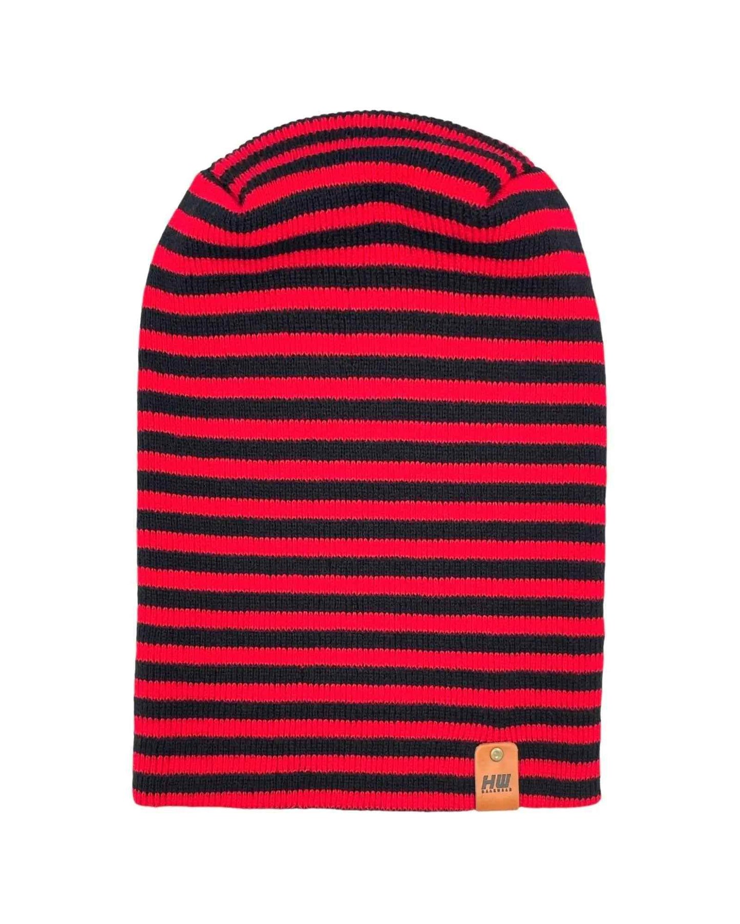 HAAKWEAR H Stitch RORO Cuffed Beanie (Patent Pending Design) Black / Red, Made in USA