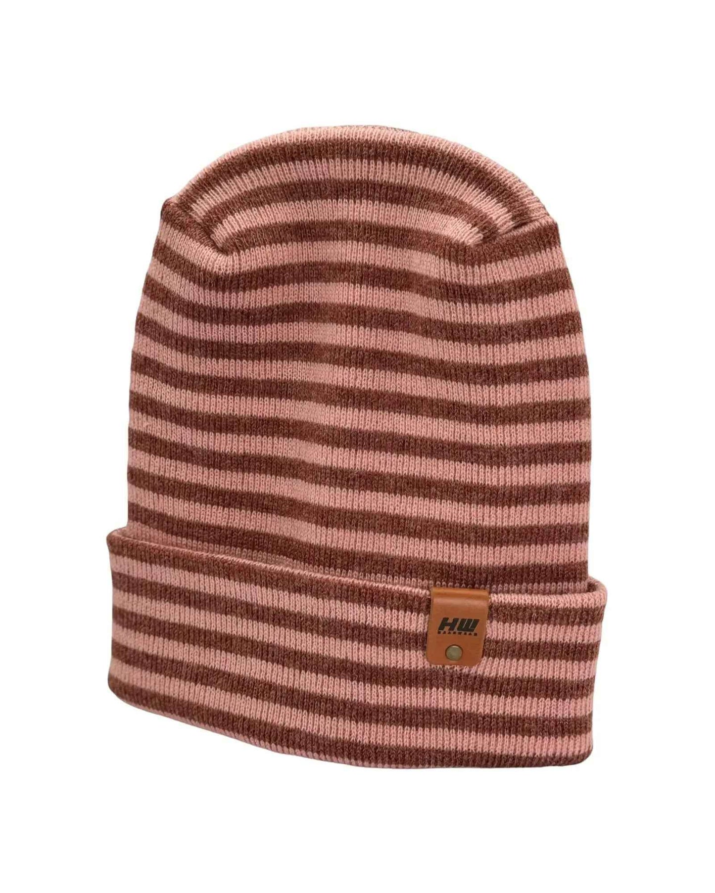 HAAKWEAR H Stitch RORO Cuffed Beanie (Patented Design) Burgundy / Pink, Made in USA