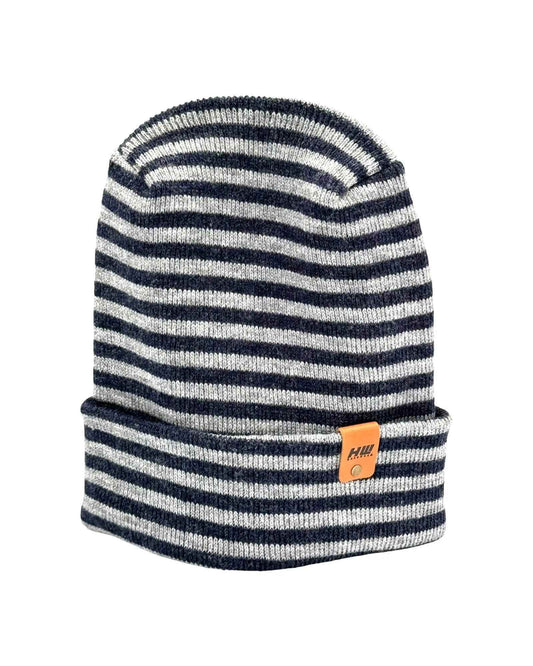 HAAKWEAR H Stitch RORO Cuffed Beanie (Patented Design) Gray / Denim, Made in USA