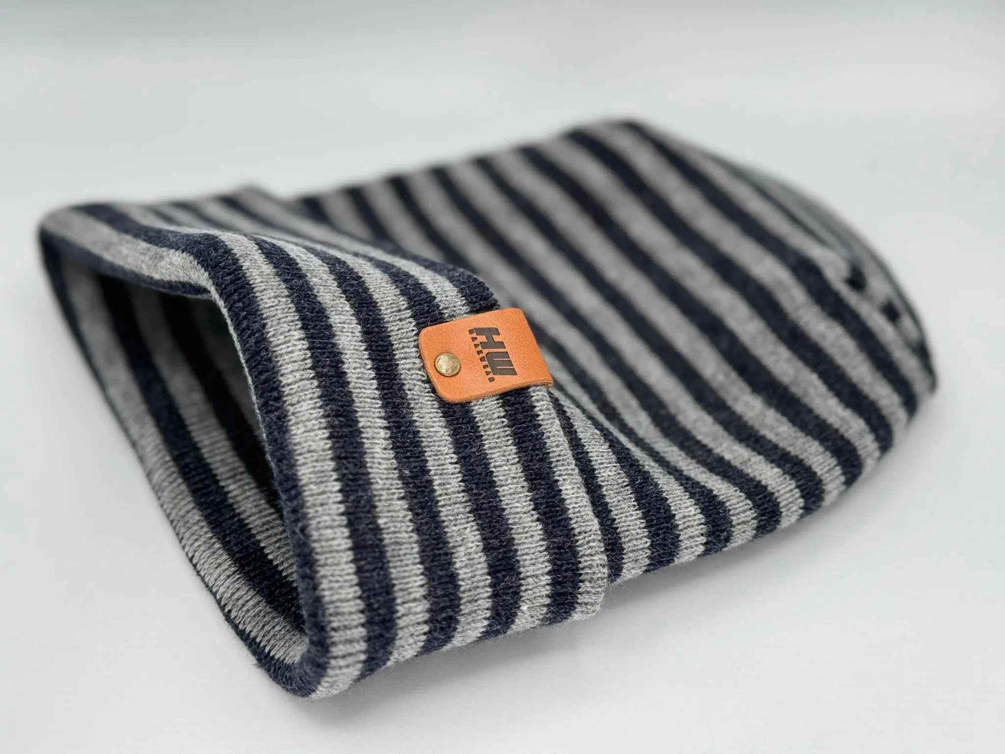 HAAKWEAR H Stitch RORO Cuffed Beanie (Patented Design) Gray / Denim, Made in USA