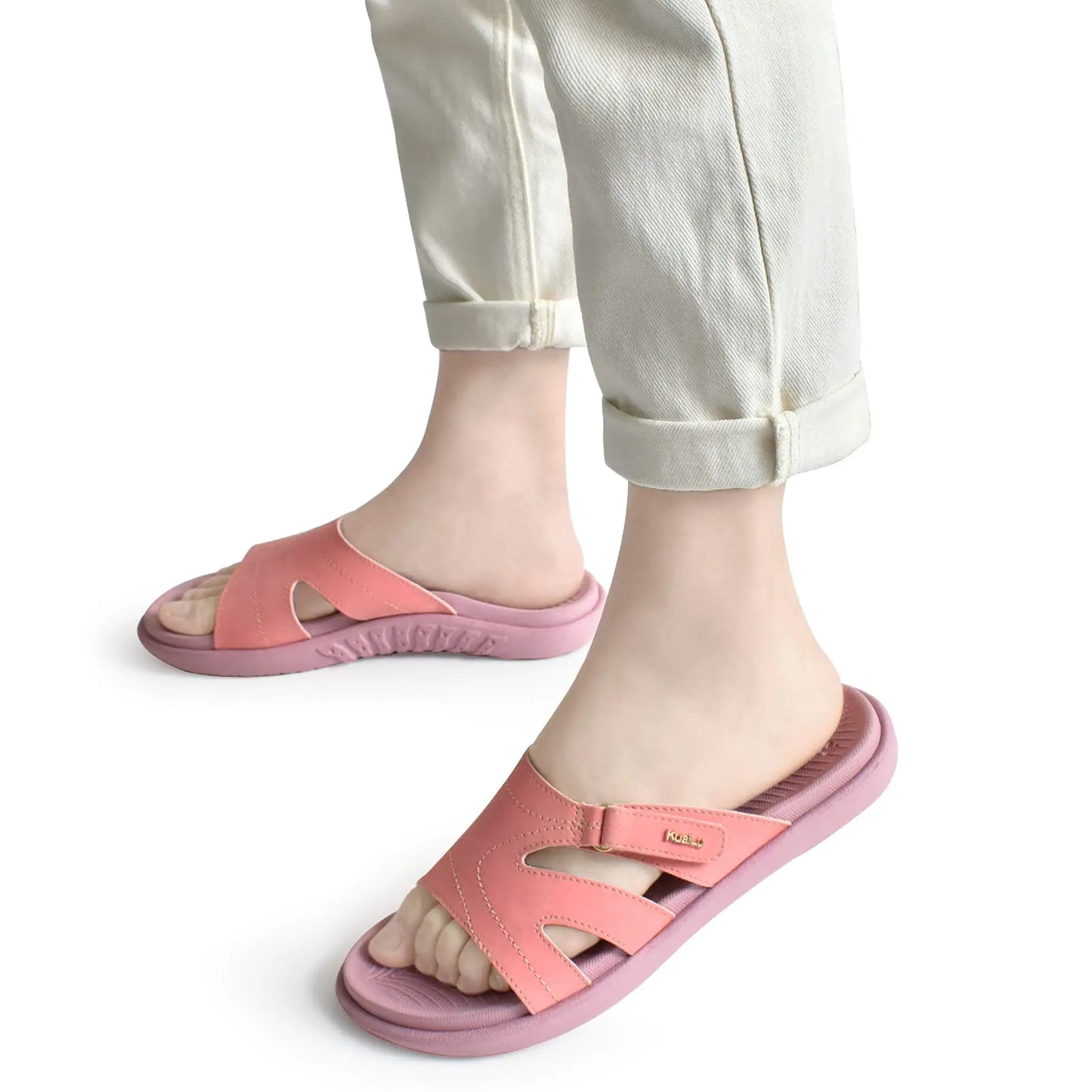 KuaiLu Womens Fashion Orthotic Slides Ladies Lightweight Athletic Yoga Mat Sandals Slip On Thick Cushion Slippers Sandals With Comfortable Plantar Fasciitis Arch Support 8 Pink - # GIAA73510003