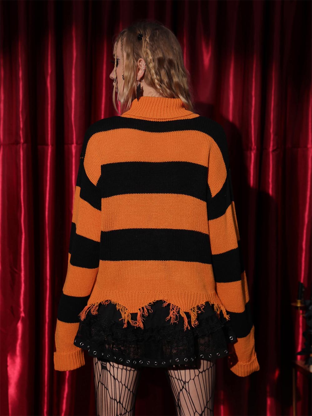 Halloween Bat Embroidered Turtleneck Sweater | NCS