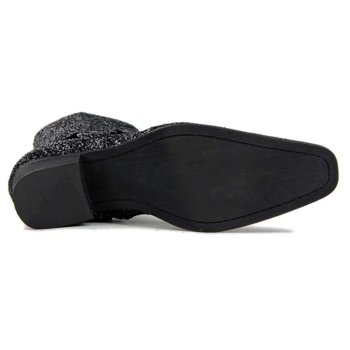 OSSTONE Shimmering Black High-heeled Chelsea Boot