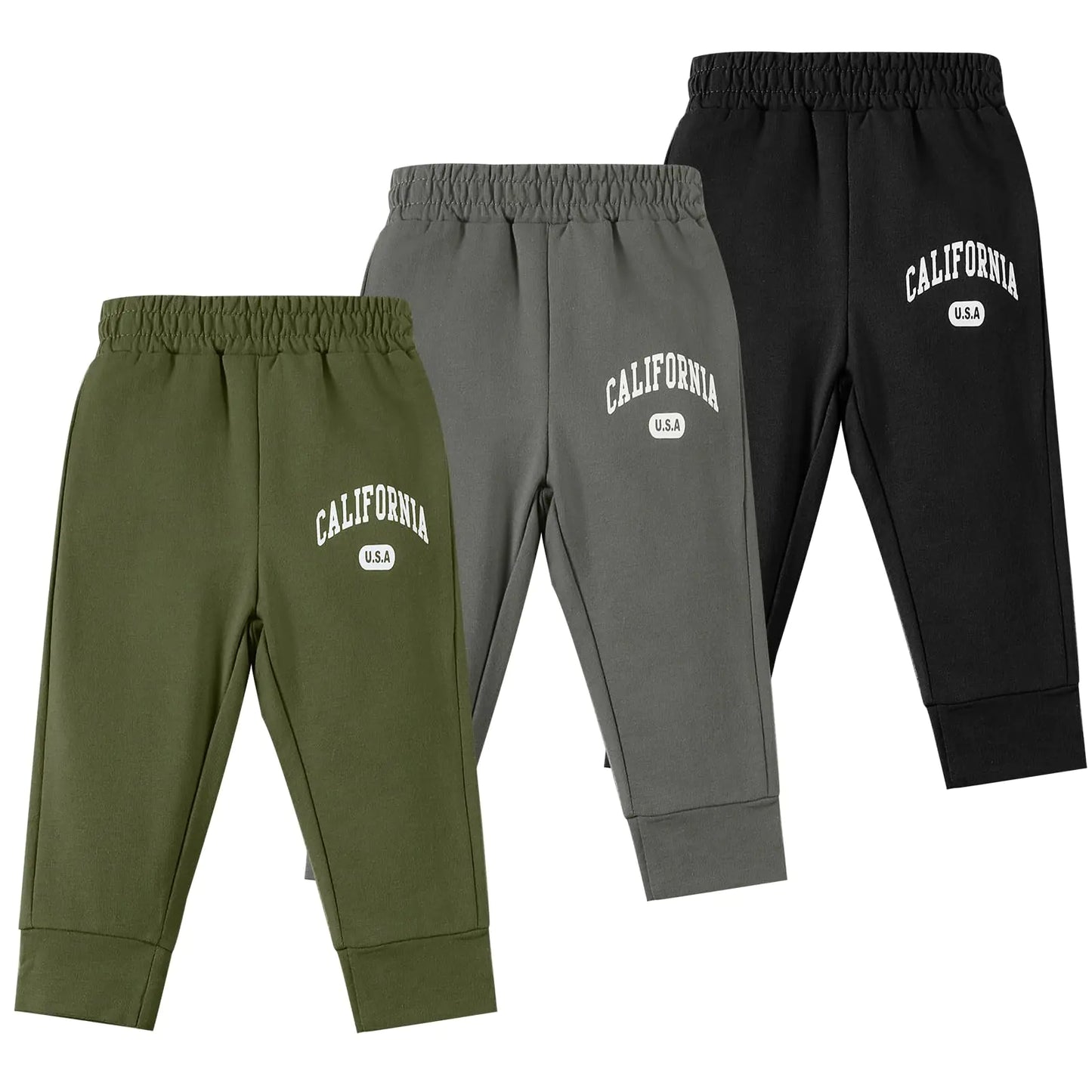 U·nikaka 3-Pack Baby Boy Pants Toddler Boy Sweatpants Athletic Toddler Boy Joggers Casual Cotton Flexy Pants and Leggings - # BAAA1B1310002