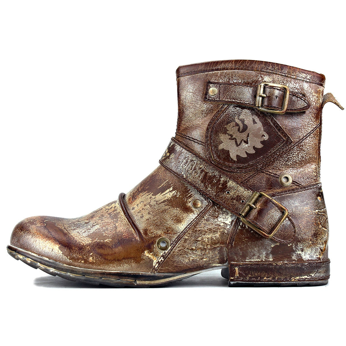 Men's Leathe Ankle Boots-CaramelBrown