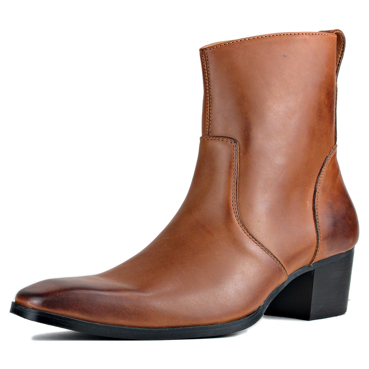 Calfskin Zipper High Heel Chelsea Boots