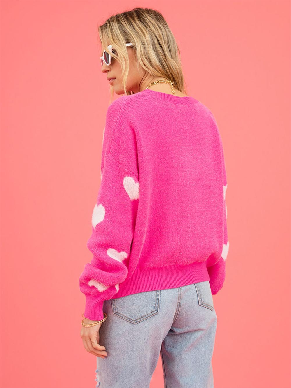 Heart Print Valentine's Day Crew Neck Sweater | NCS