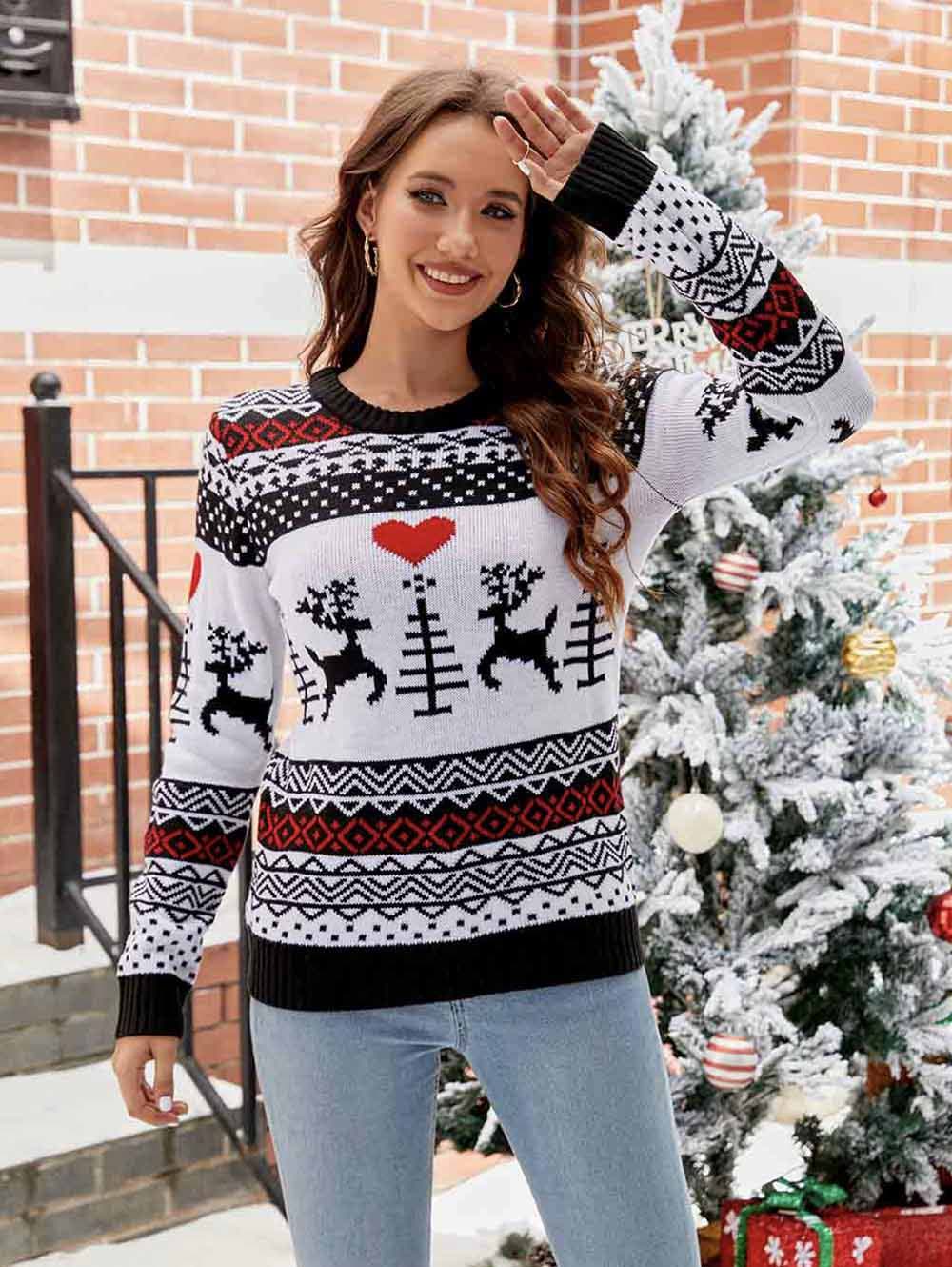 Heart Reindeer Silhouette Christmas Sweater | NCS