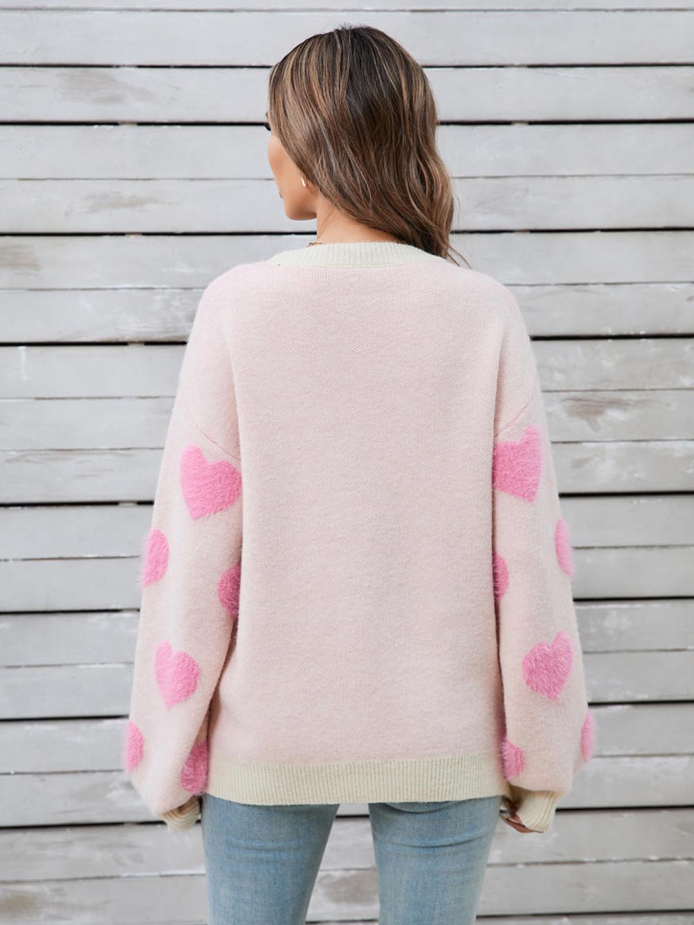 Heart Print Valentine's Day Crew Neck Sweater | NCS