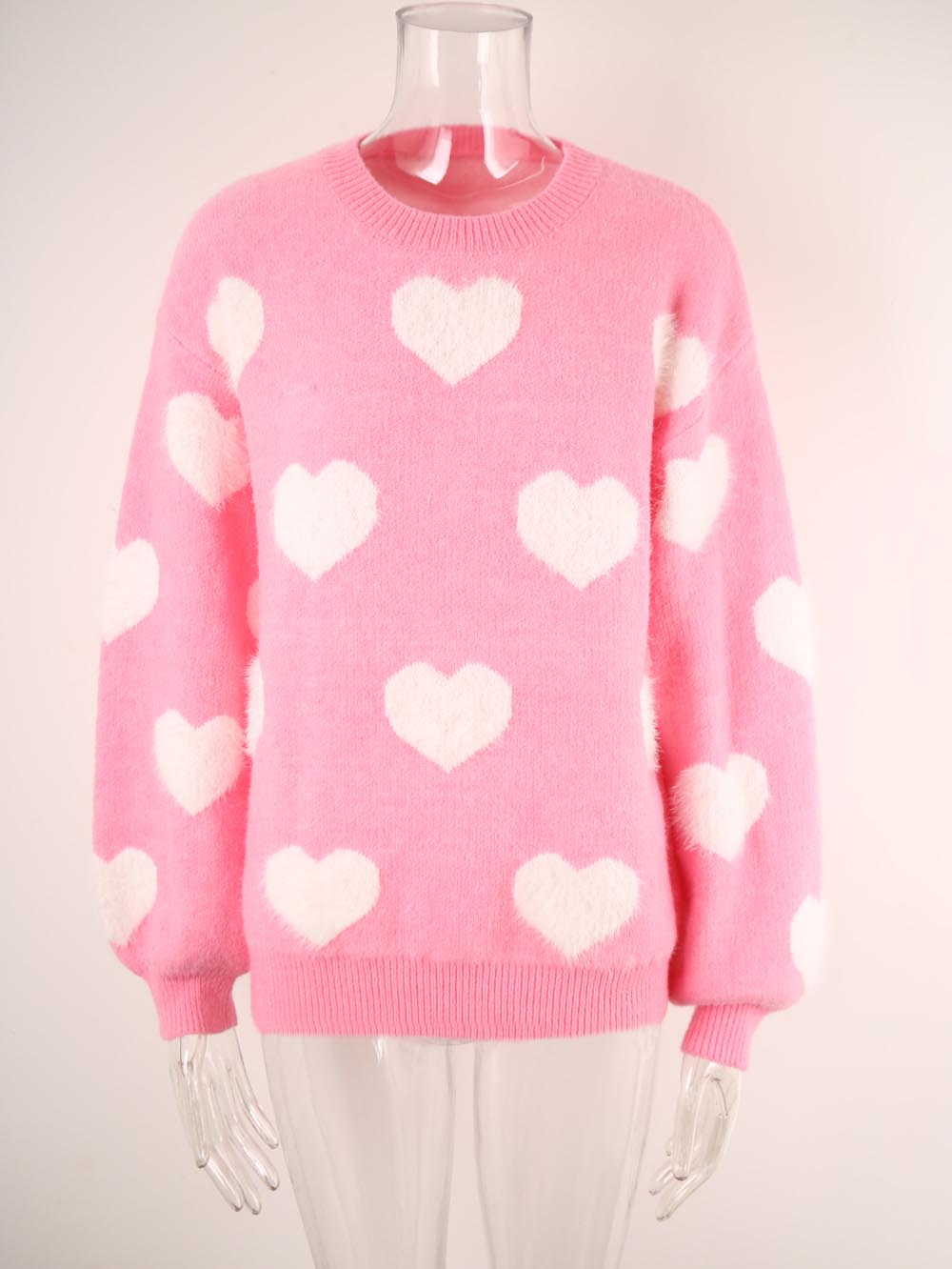 Heart Print Valentine's Day Crew Neck Sweater | NCS