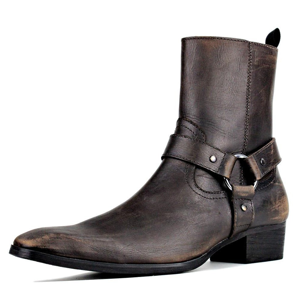 Calfskin Zipper-up High Heel Chelsea Boots