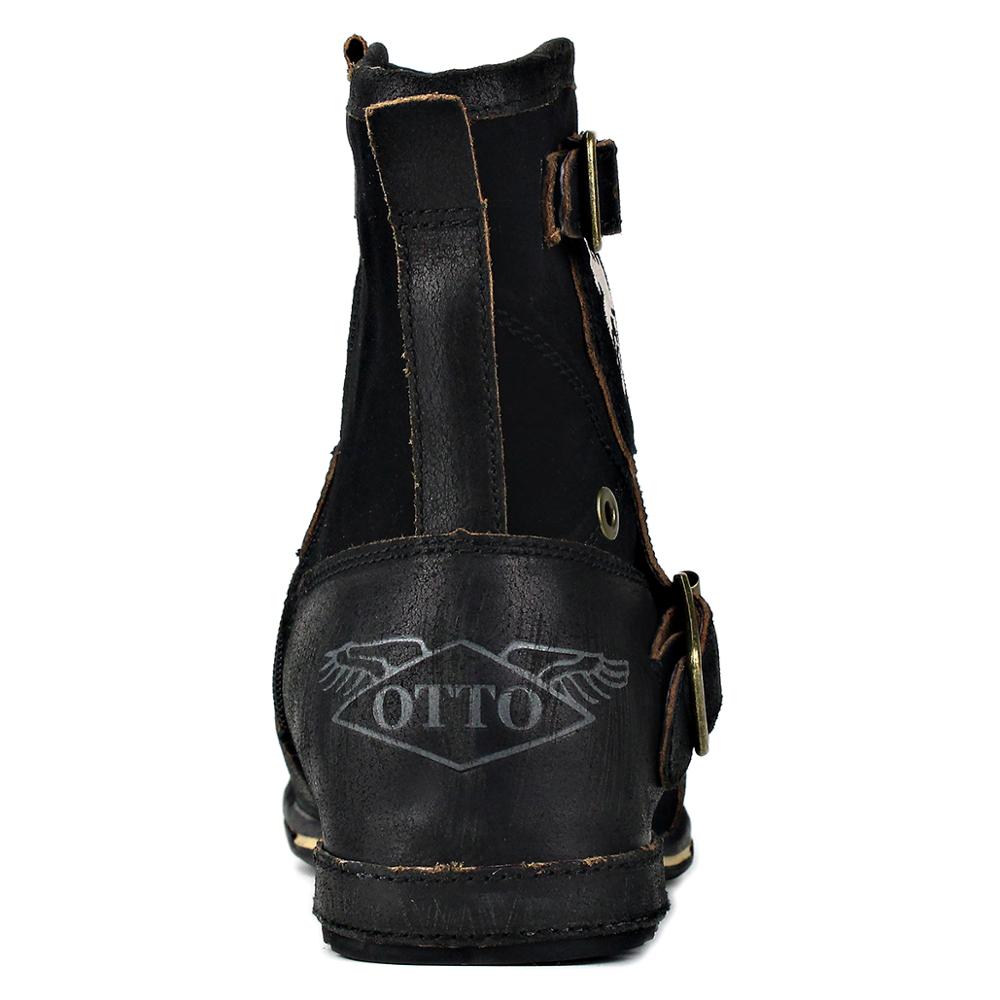 Men's Leather Ankle Boots-Black