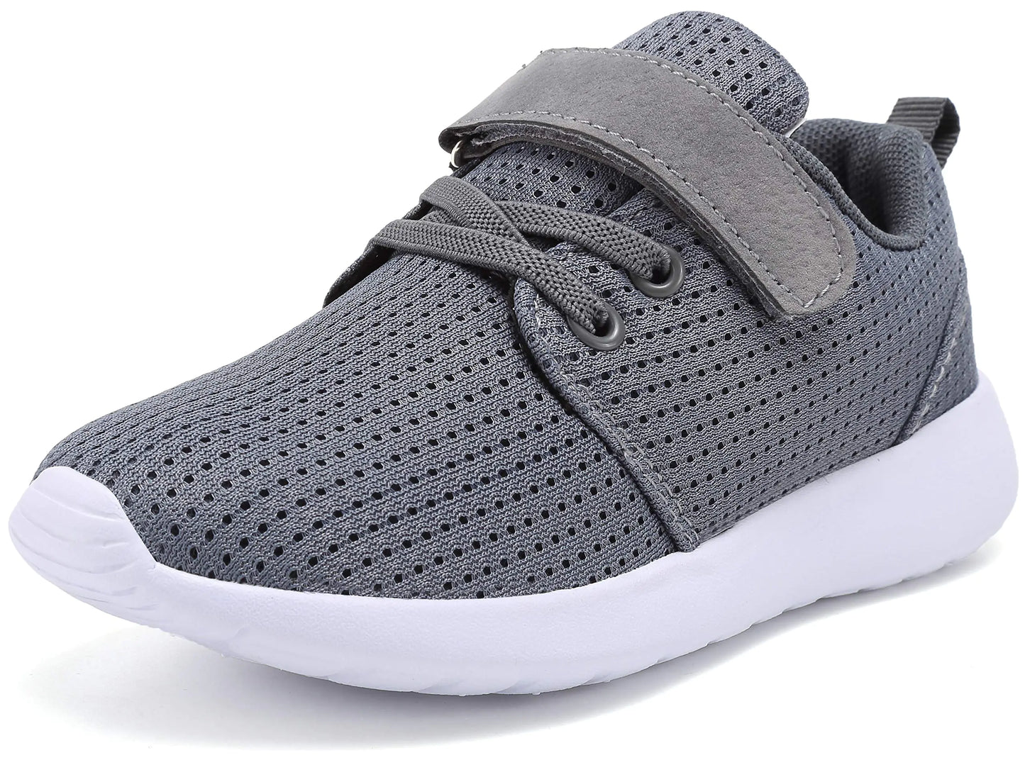 TOEDNNQI Boys Girls Sneakers Kids Lightweight Breathable Strap Athletic Running Shoes for Toddler/Little Kid/Big Kid 6 Toddler Grey - # BOAA71510001