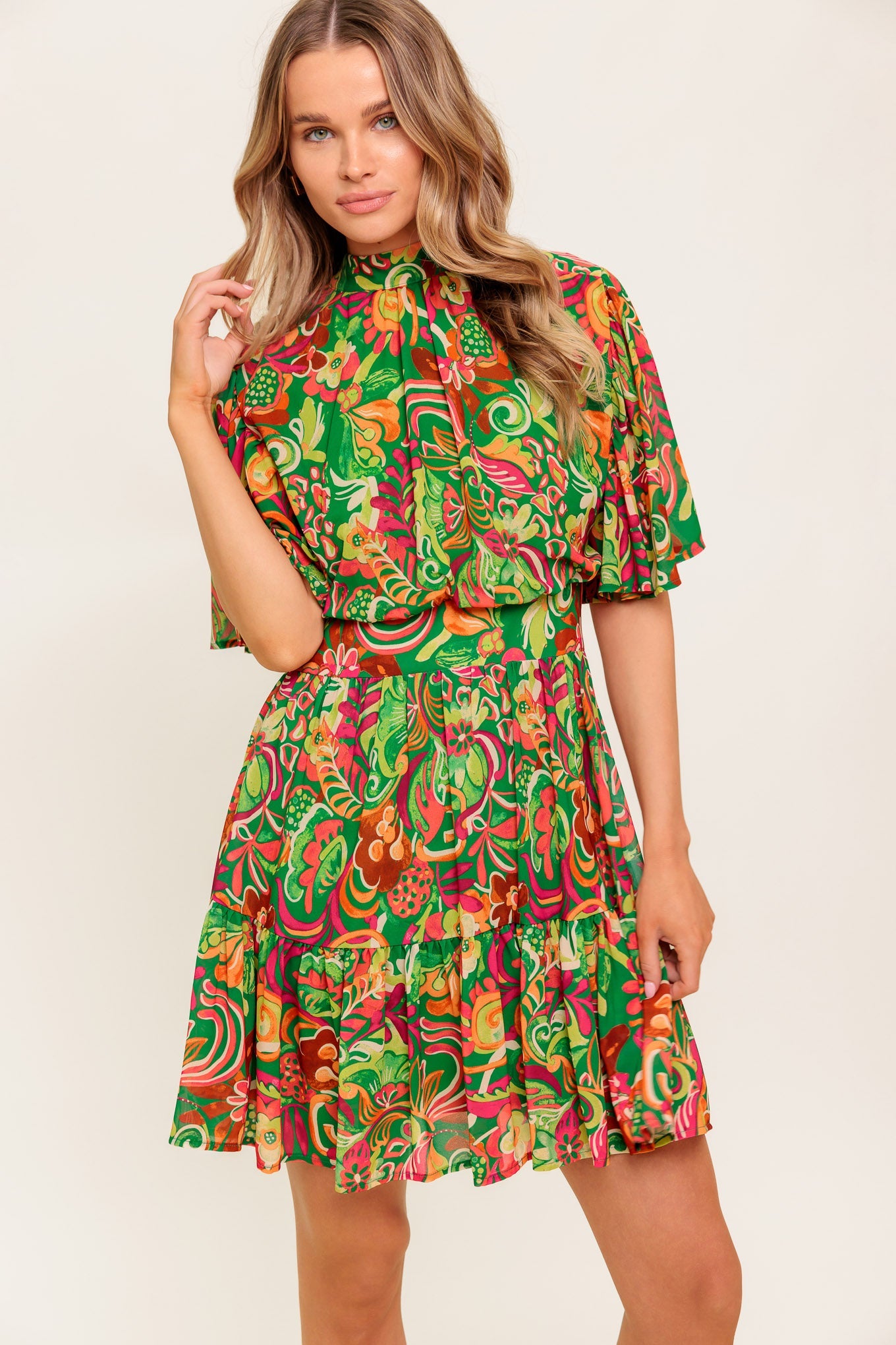 CLEAN AESTHETIC WOVEN MINI DRESS