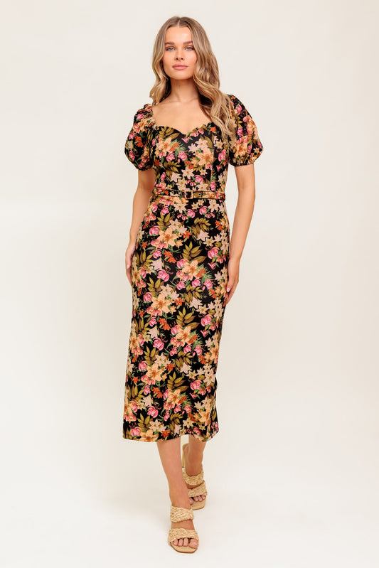 SWEET AT HEART WOVEN MIDI DRESS