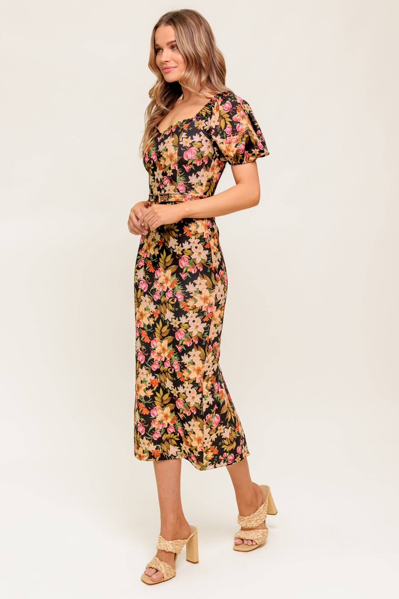 SWEET AT HEART WOVEN MIDI DRESS