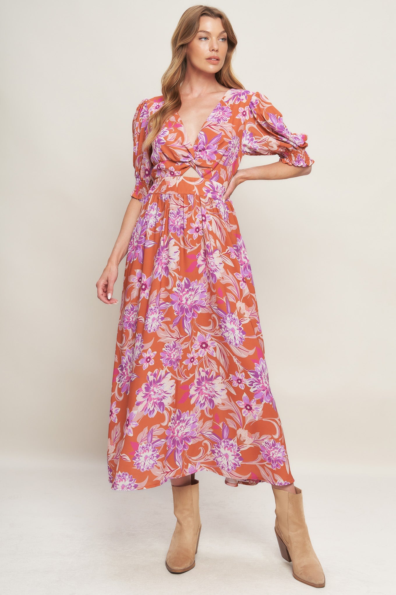 MEADOW SERENADE WOVEN MIDI DRESS