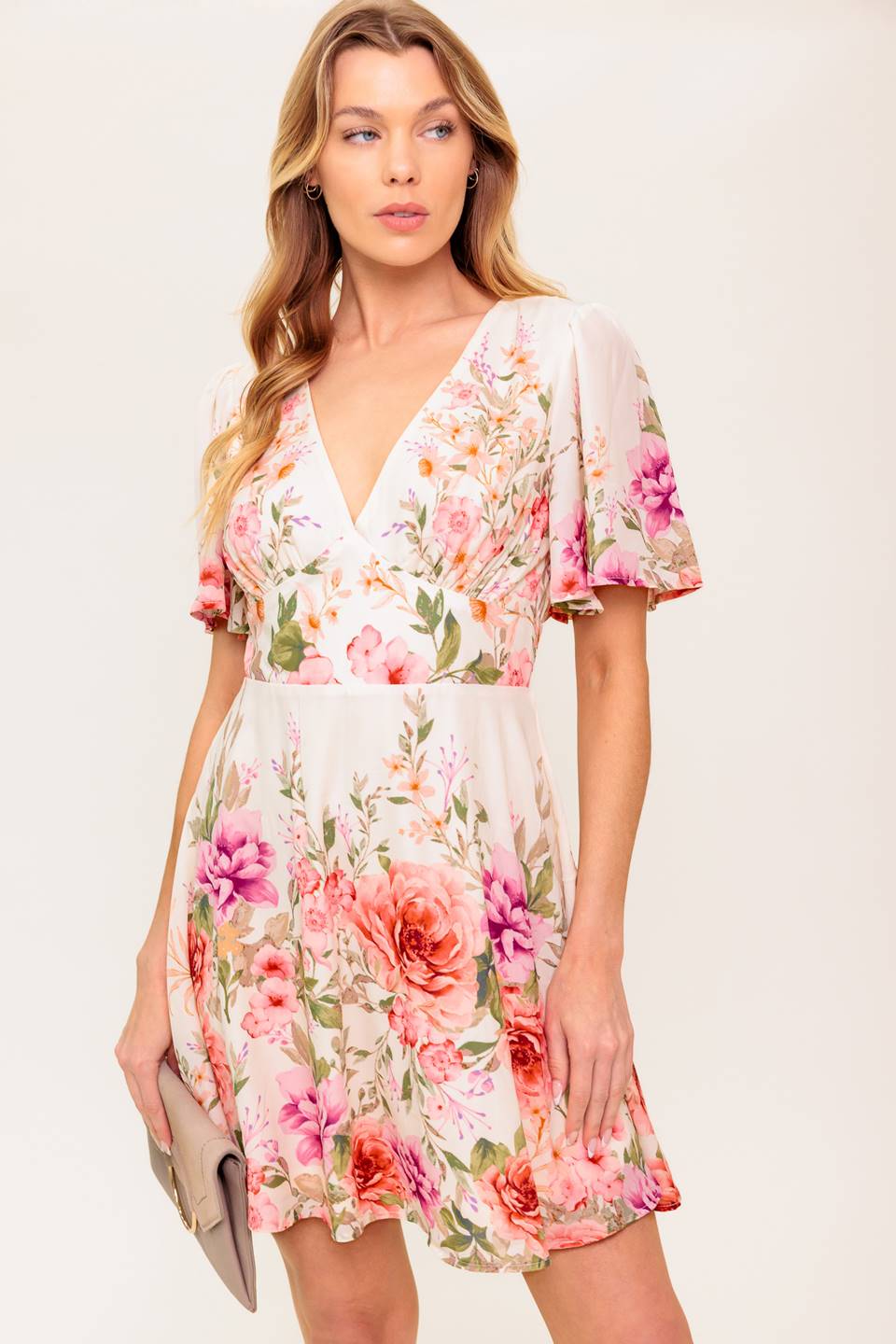 THE WORLD AWAITS LIGHT PINK WOVEN MINI DRESS