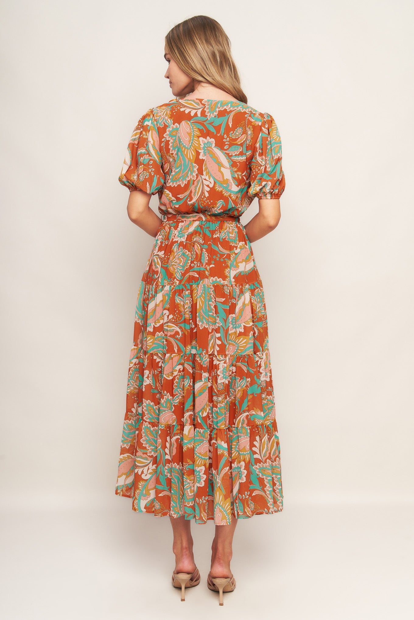 CAN'T LIVE WITHOUT RUST WOVEN MIDI DRESS