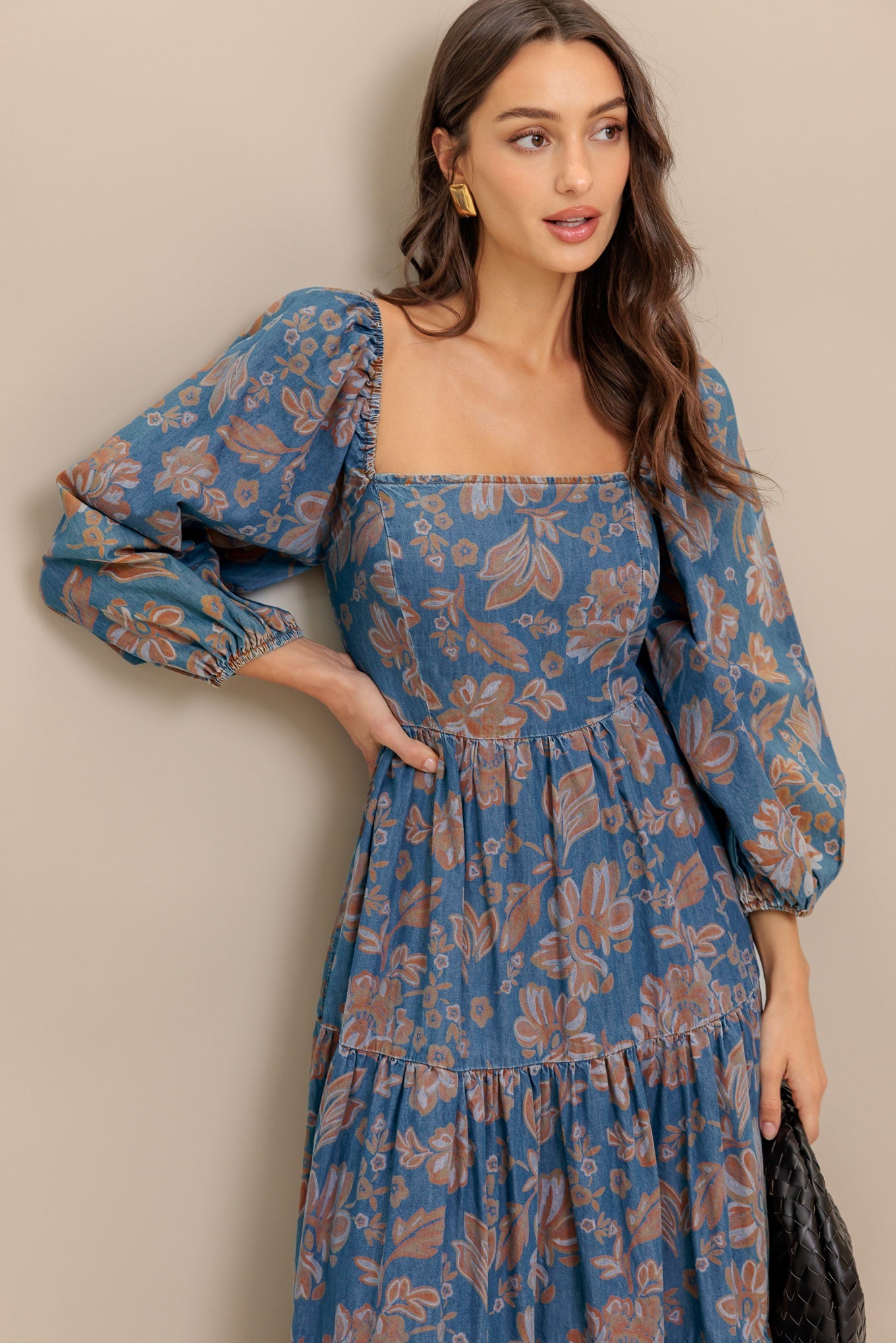 CIRCLE OF FRIENDS DENIM MIDI DRESS