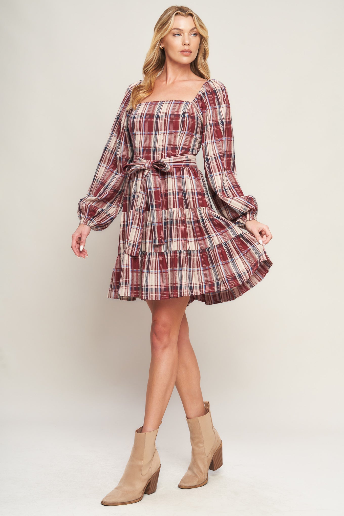 HONEY HUG PLAID MINI DRESS