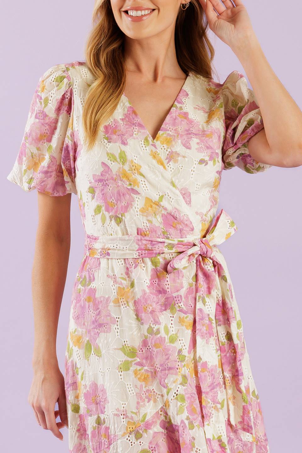 COFFEE RUN LACE WOVEN MIDI DRESS