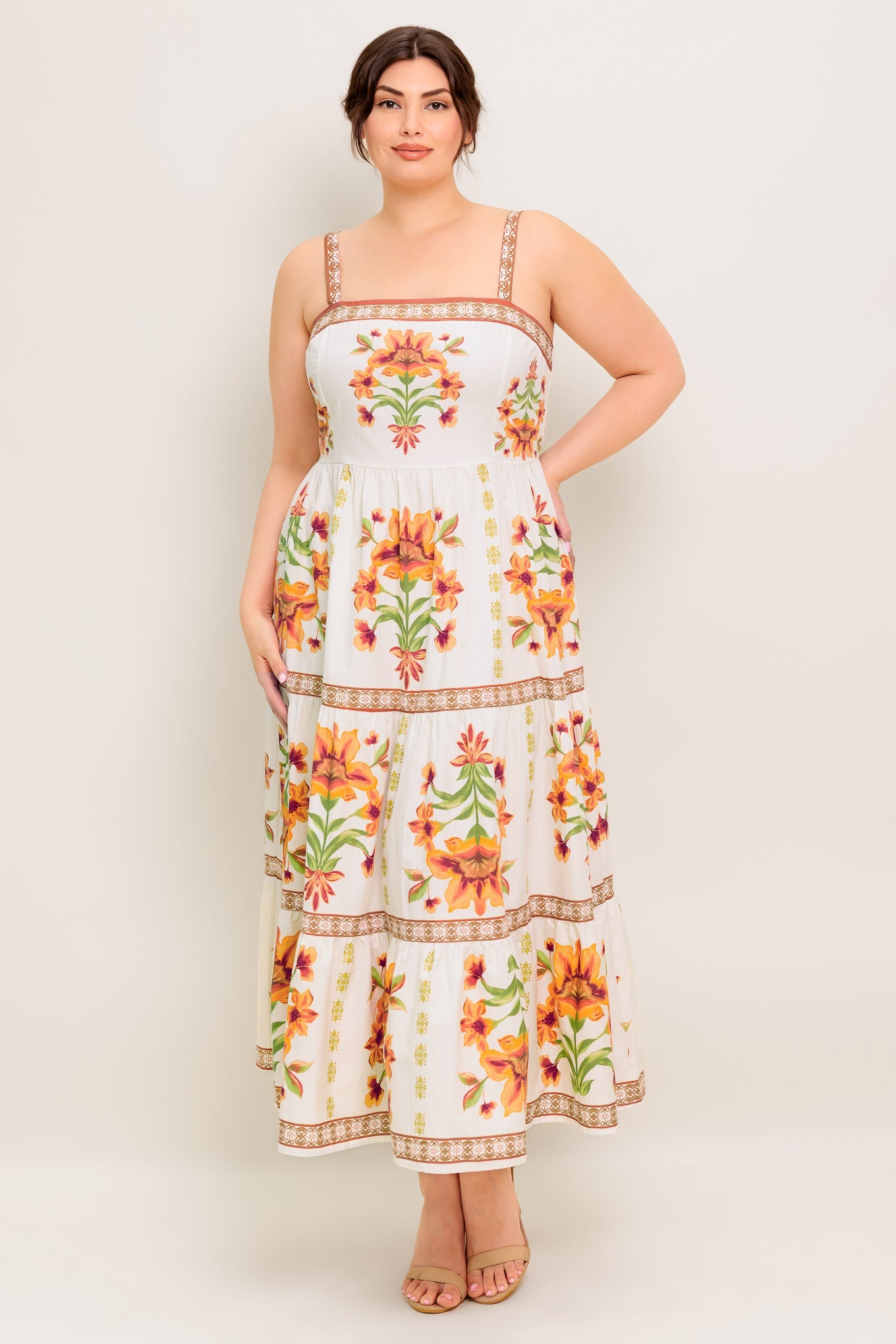 LOVELIEST MUSE IVORY WOVEN MIDI DRESS