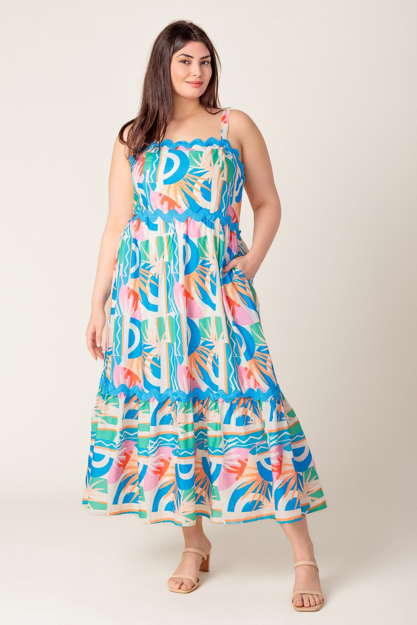 A HEAD START WOVEN MIDI DRESS