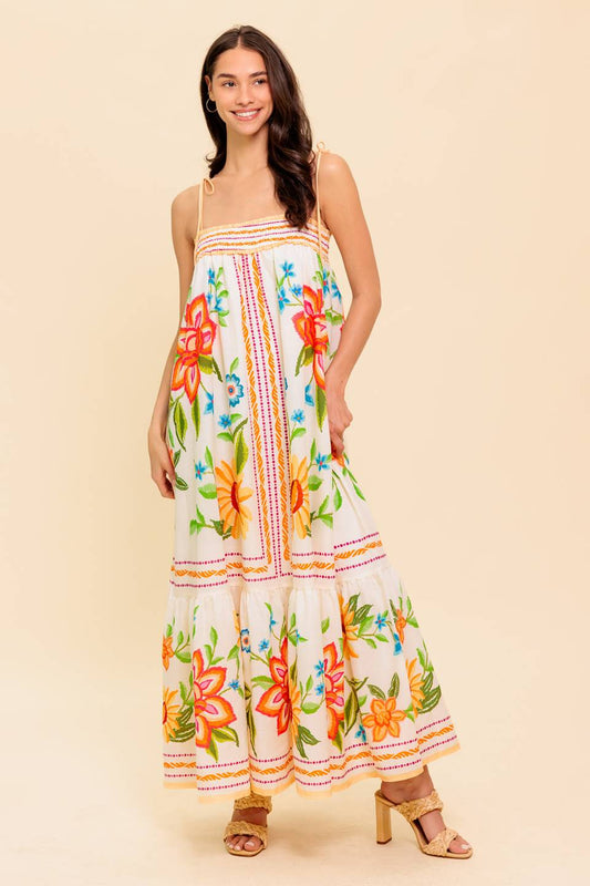 SAID AND DONE IVORY WOVEN MAXI DRESS