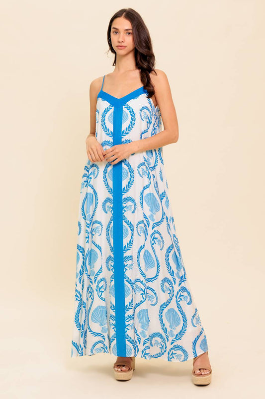 WEEKEND GETAWAY BLUE WOVEN MAXI DRESS